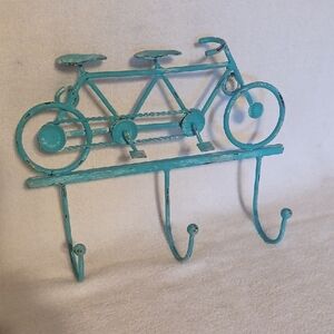 Vintage Turquoise Bicycle Wall Hooks
